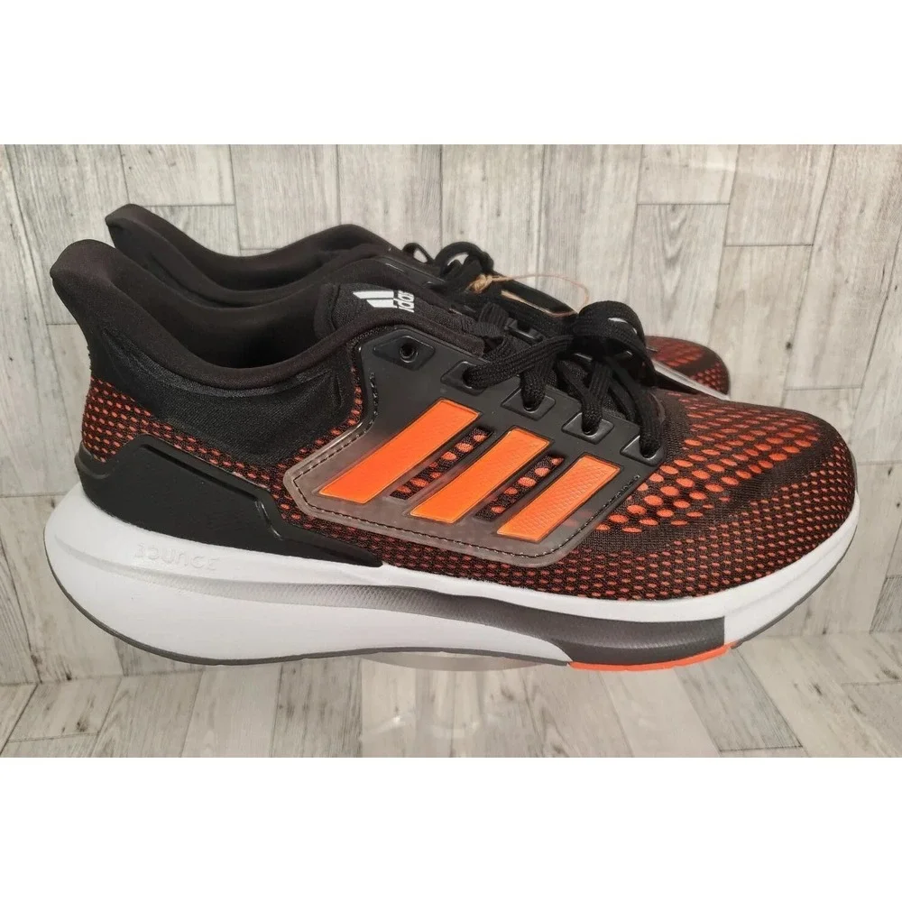 adidas Running Shoes Mens Size 8.5 Mesh Black Solar Orange EQ21 NEW